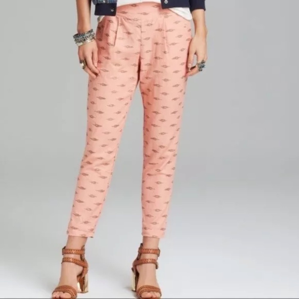 Free People Printed Pant Coral Gold Metallic Ikat